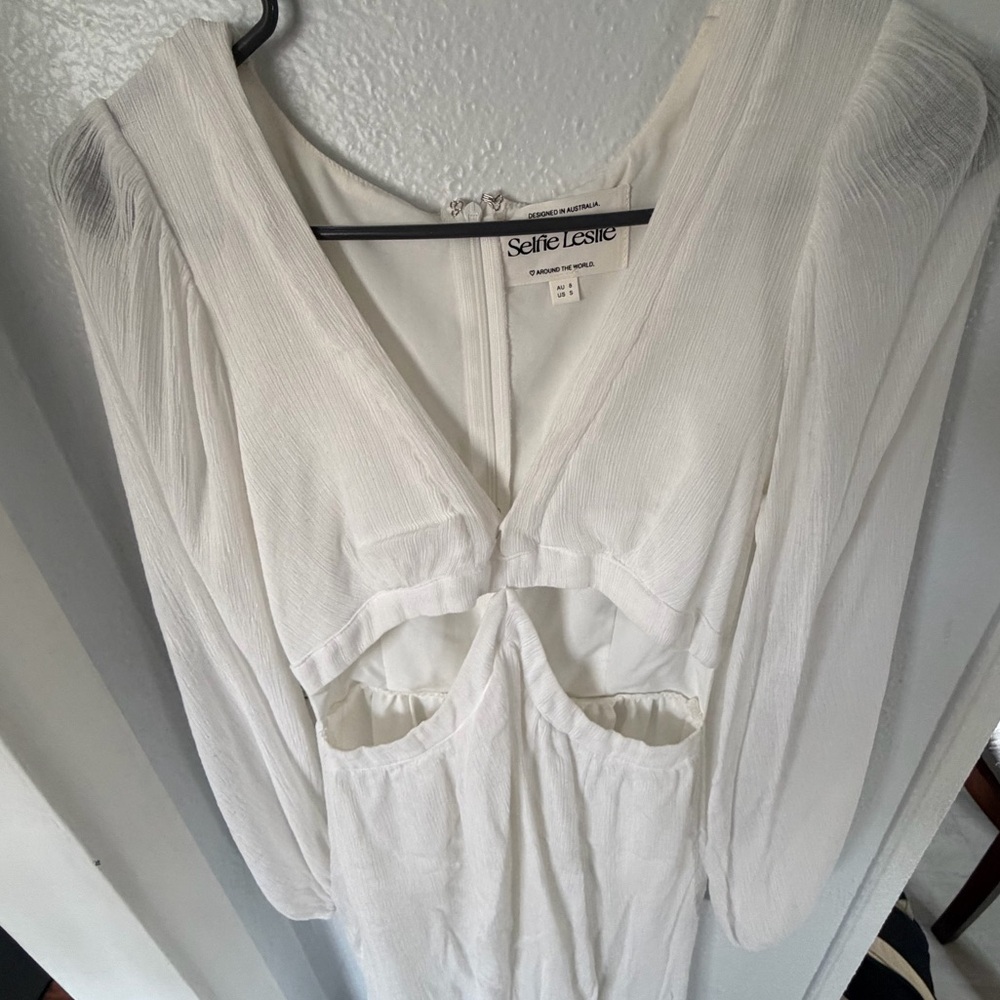 Selfie Leslie Ivory V-Neck Textured Dress